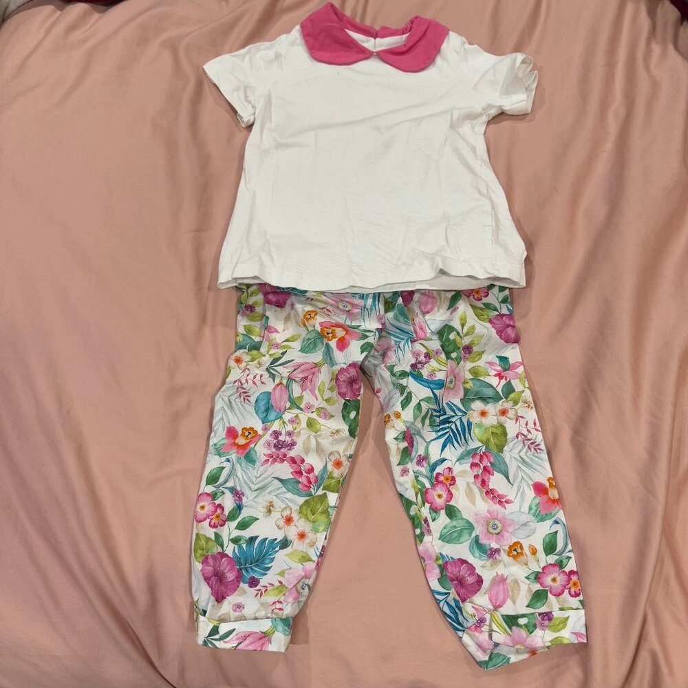 Baroni Firenze Jersey Polo and Flower Pants, 4T